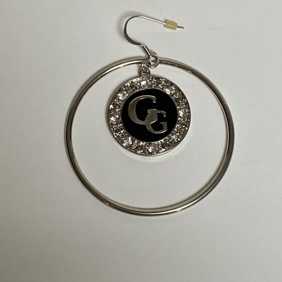 Guess Womens‎ Silver-Tone Hoop Earrings With GG Logo & Rhinestone Accents - Picture 4 of 4